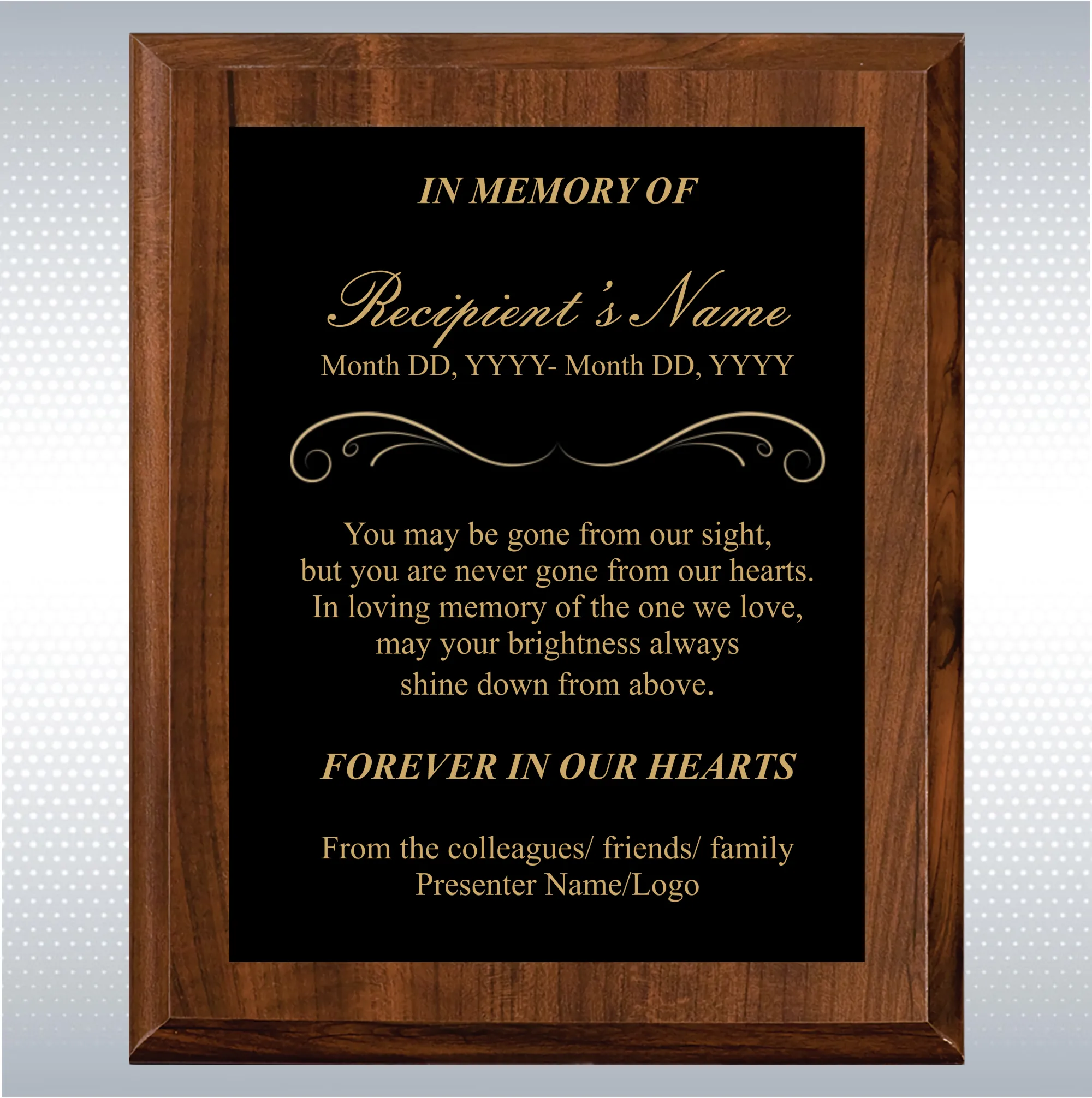 Cherry Finish Personalized Memorial Gift Aaward 17