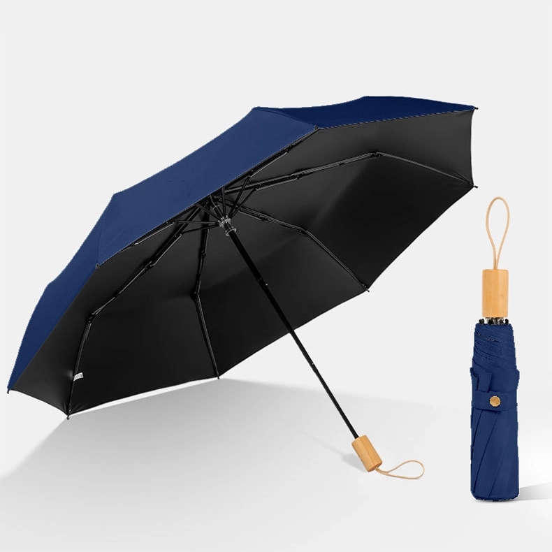 Custom Foldable Sun & Wind Proof Umbrella with Wooden Handle 2