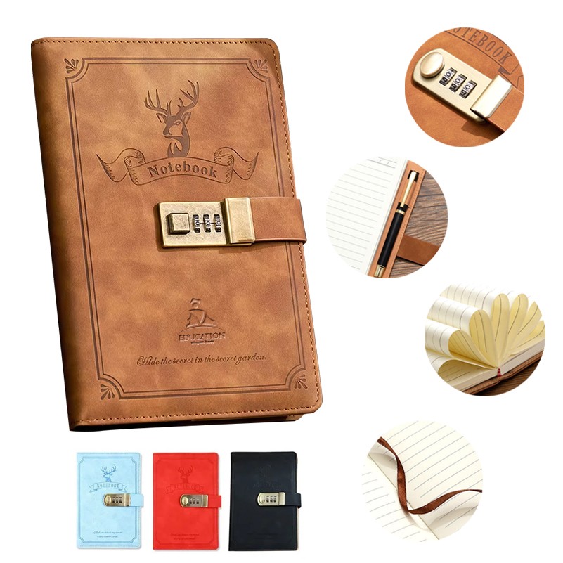 A5 Size PU Leather Notebook W/ Lock 4