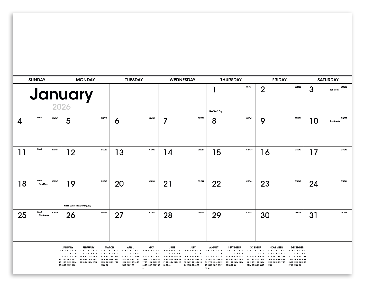 Triumph® Calendars Black & White Desk Pad 3