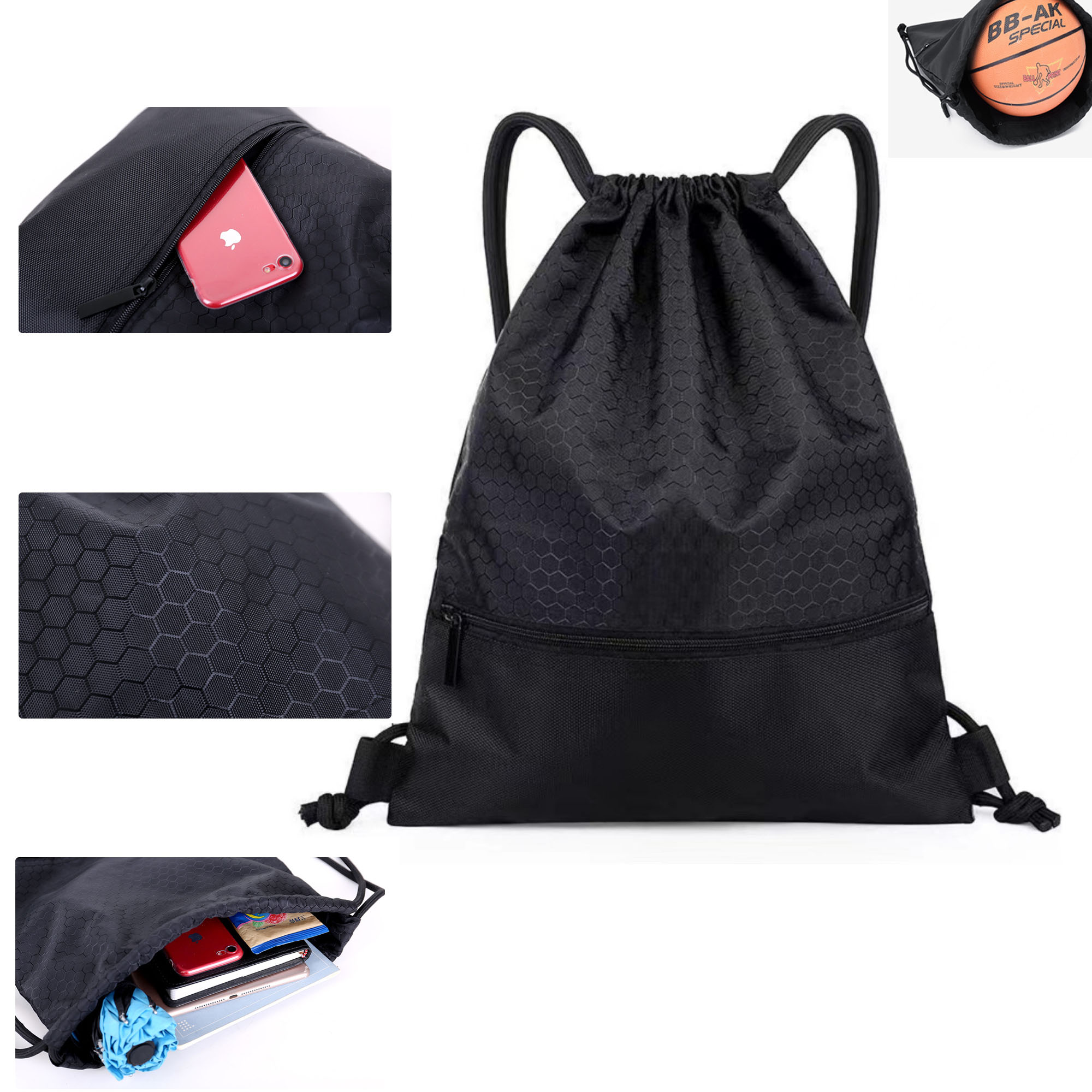 Waterproof Drawstring Backpacks With Pocket 2