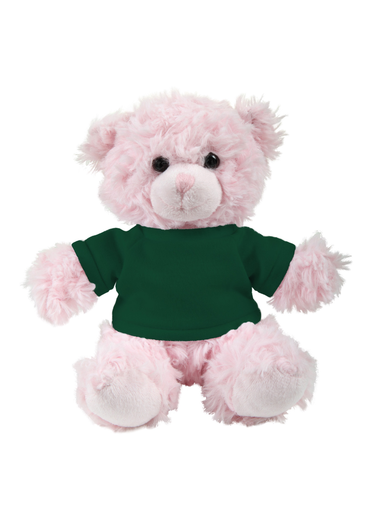 soft plush  Pink Curly Sitting Bear with t-shirt 6