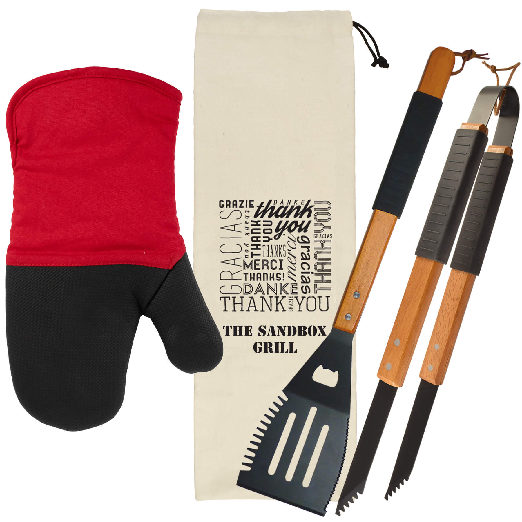 Wood BBQ Set with Mitt - Thank You 2