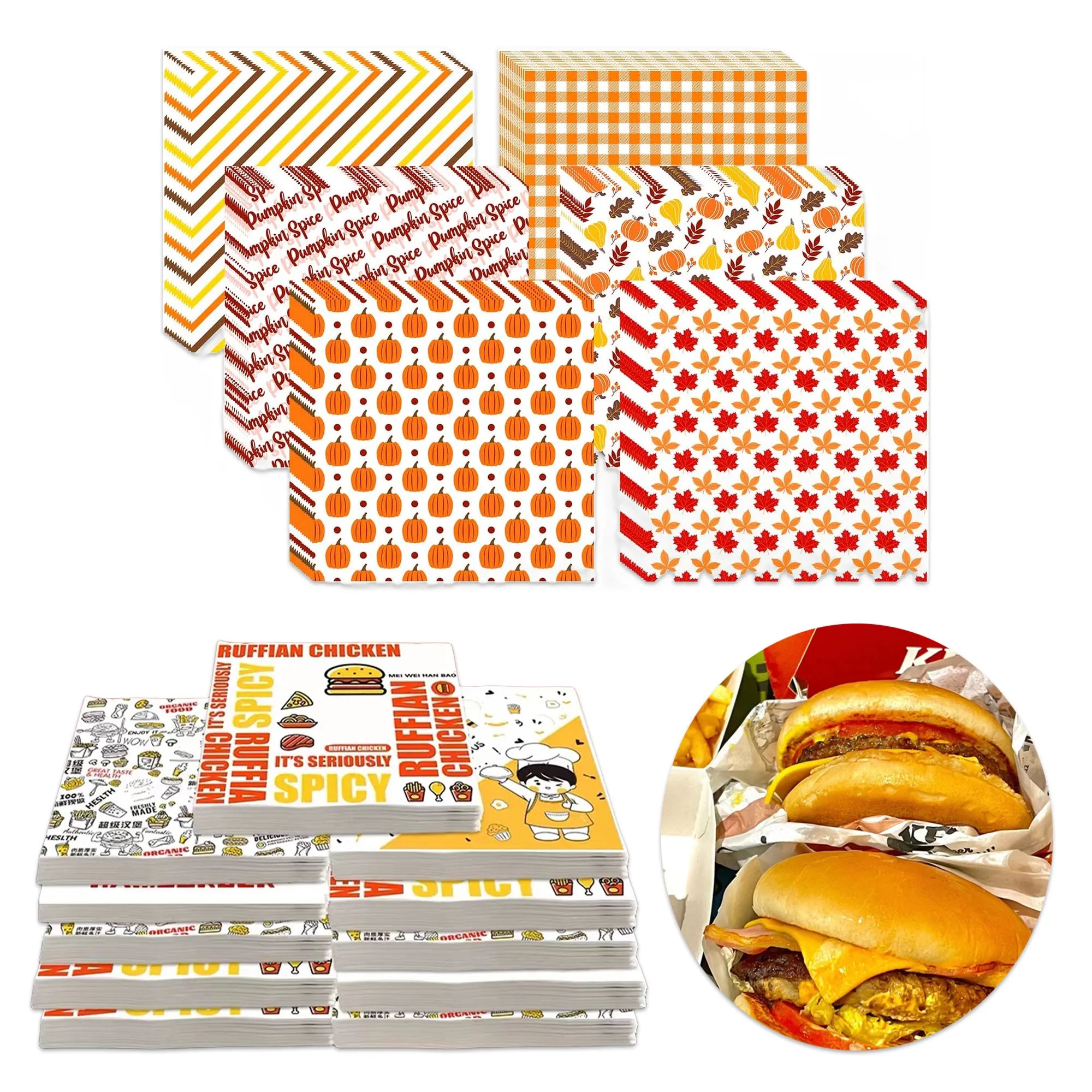 12 inches Custom Food Paper MOQ1000 1
