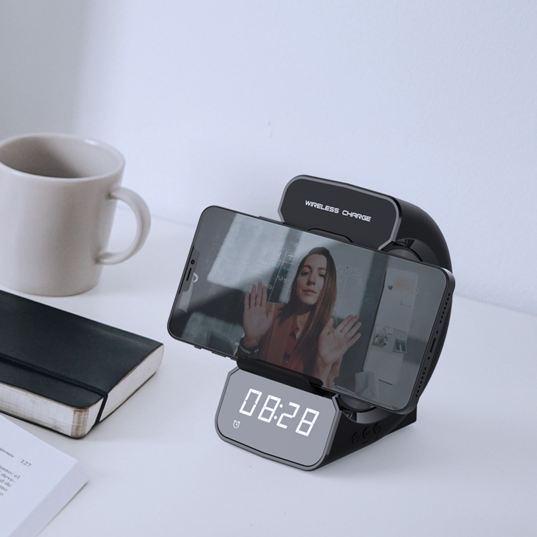 Desk Bluetooth Speaker With Wireless Charger 4