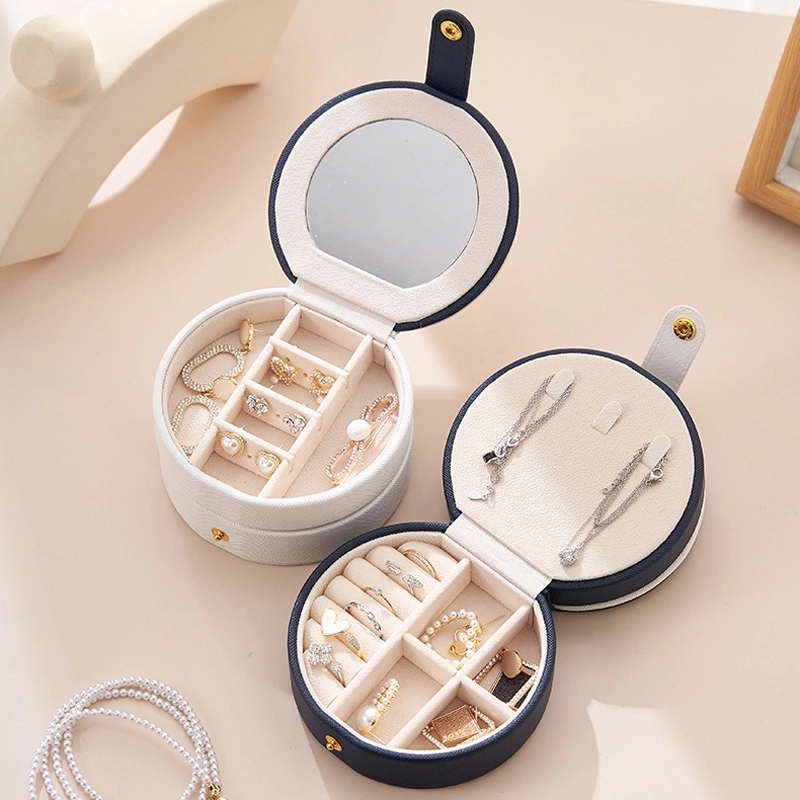 Portable Travel 2-Layer Jewelry Organizer Box with Mirror 8