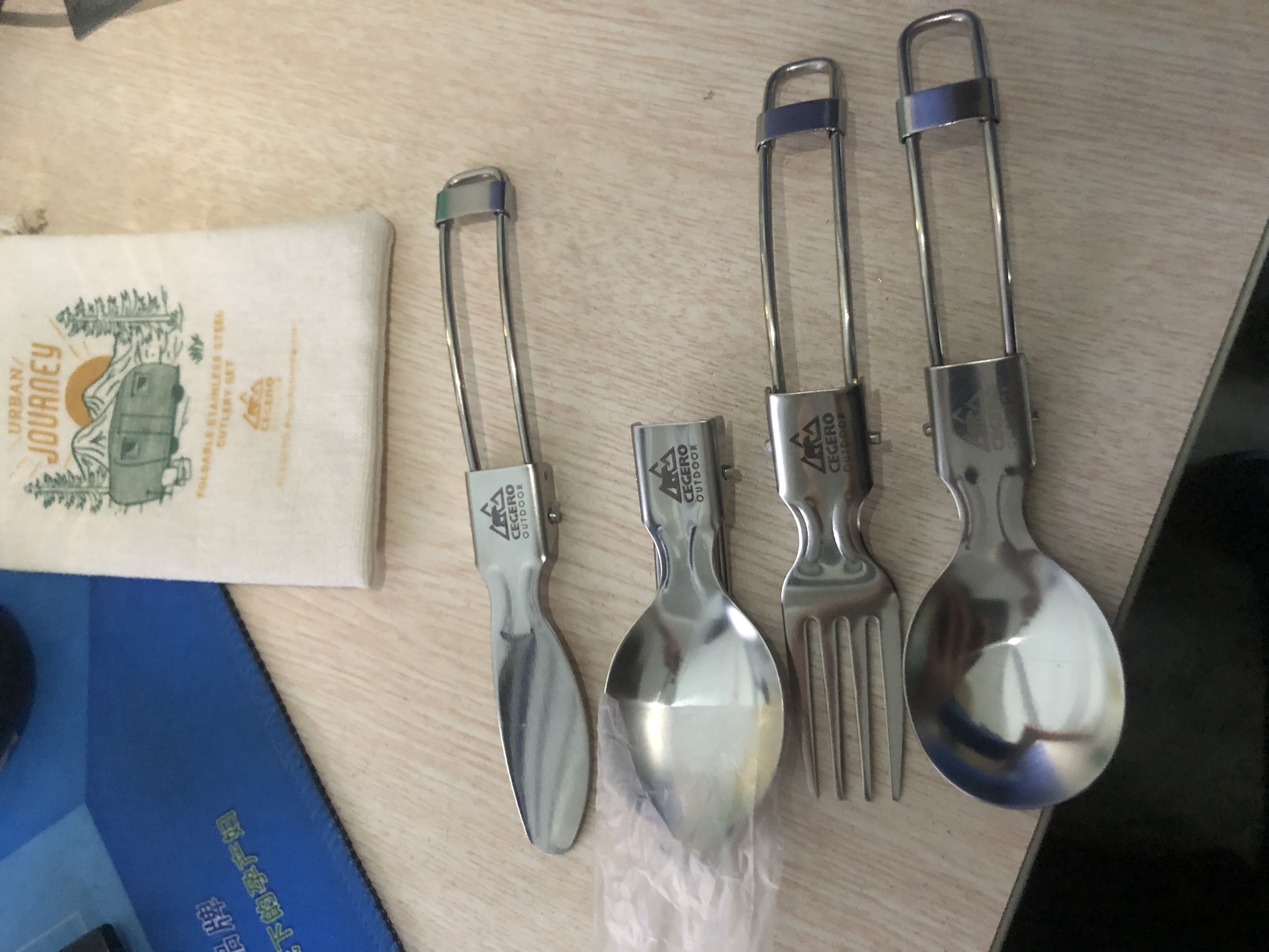 Outdoor Foldable Stainless Steel Fork Knif Spoon Set 3