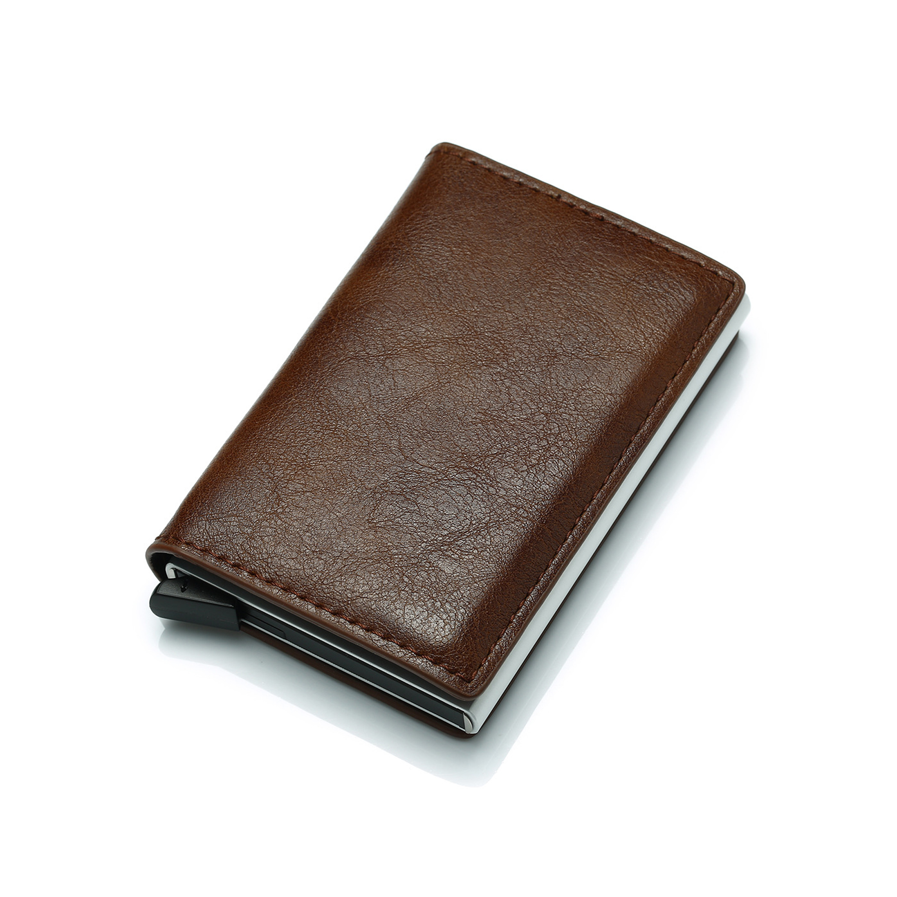 RFID Blocking Leather Pop-up Card Holder with ID Window 4