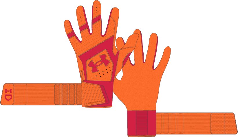 UA Yard 10 Long Cuff Men's Batting Gloves 6