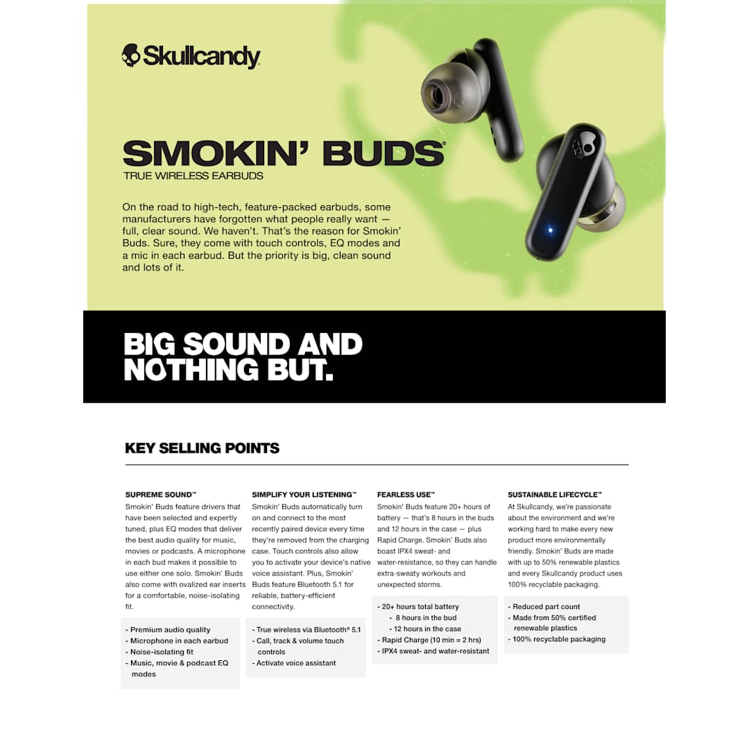Skullcandy Smokin' Buds True Wireless Earbuds 56