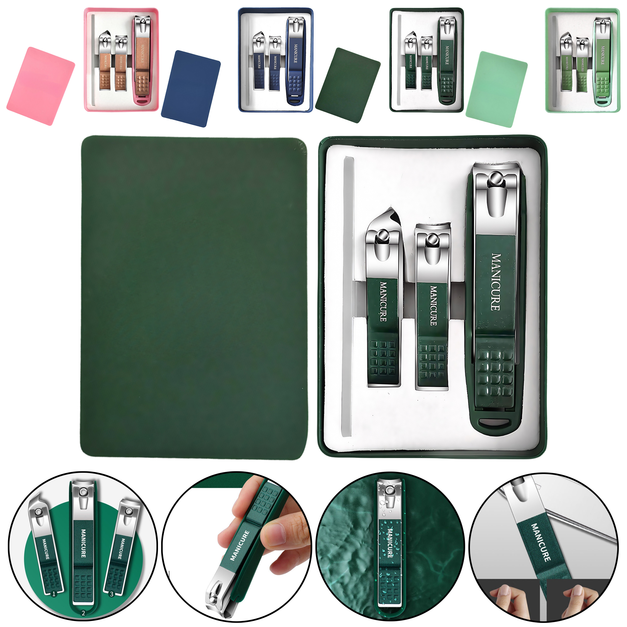 4-Piece Nail Clipper Set with Splash Guard 3