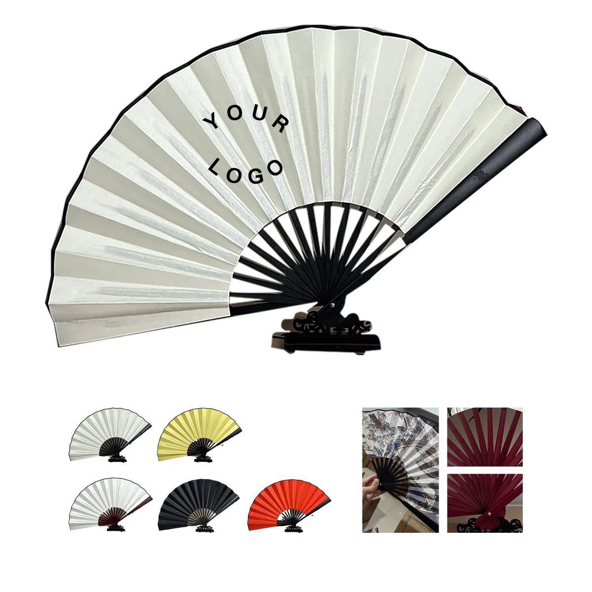 Bamboo Silk Fan with Durable Bamboo Ribs and Soft Fabric 2