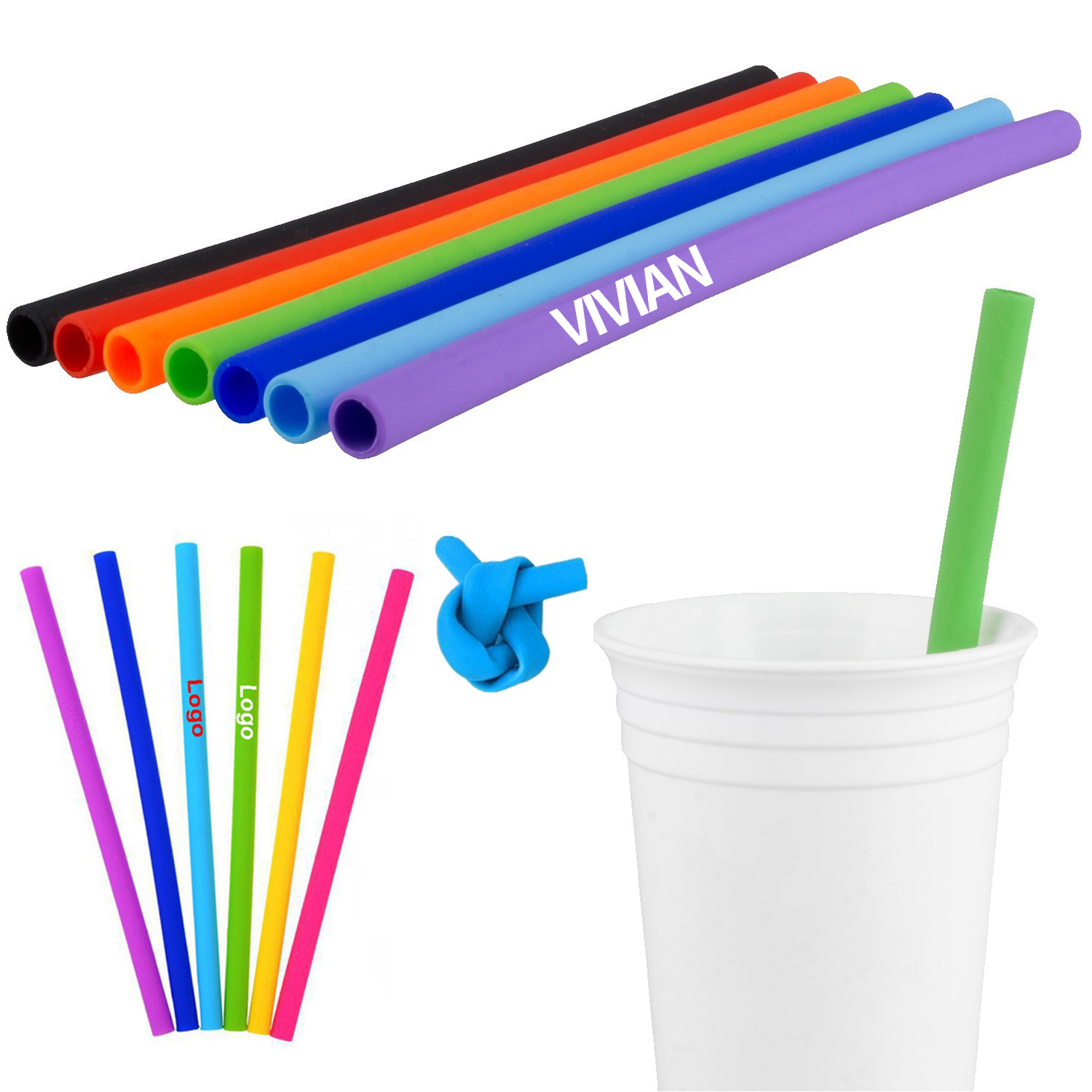 Straight Silicone Straw 1