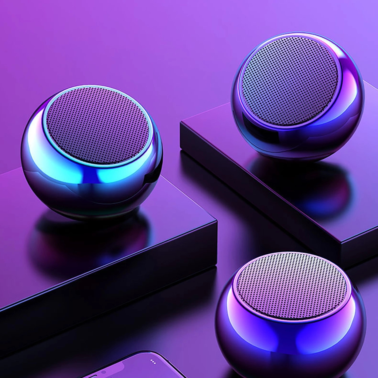 Mini Metallic Wireless Portable Round Speakers 3
