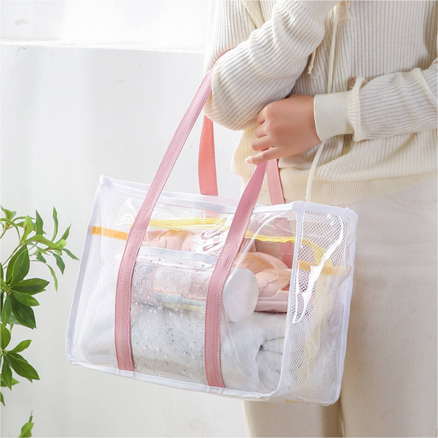 Clear PVC Tote Bag – Beach, Pool, Shower Organizer 6