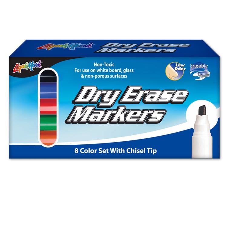 Dry Erase Markers - 8 Pack Chisel Tip Assorted 2
