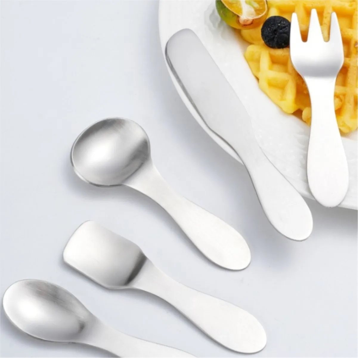 Mini Stainless Steel Dessert Spoon Fork And Butter Knife Set 8
