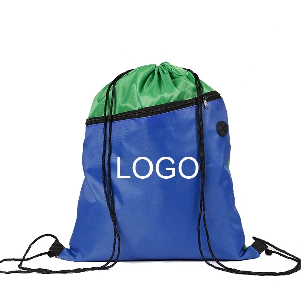 Two-Tone Drawstring Backpack with Zipper 3