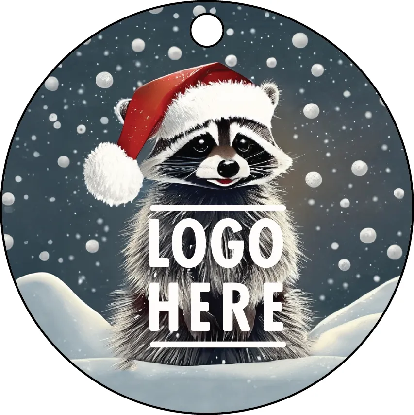 Full Color Acrylic Ornaments - Racoon W/ Santa hat