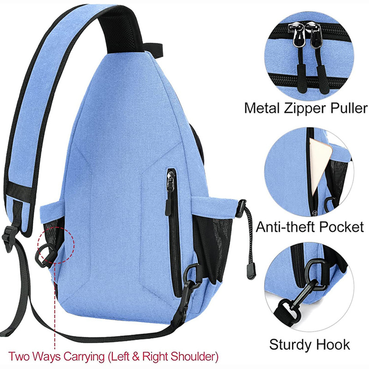 Sling Canvas Crossbody Hiking Bag with Anti-theft Pocket 1