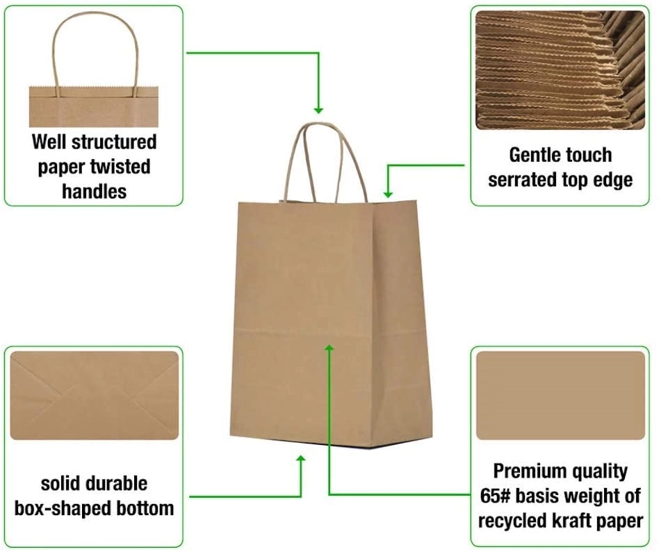 Kraft Paper Shopper Tote Bag(10"x5"x13") - Foil Stamp 6