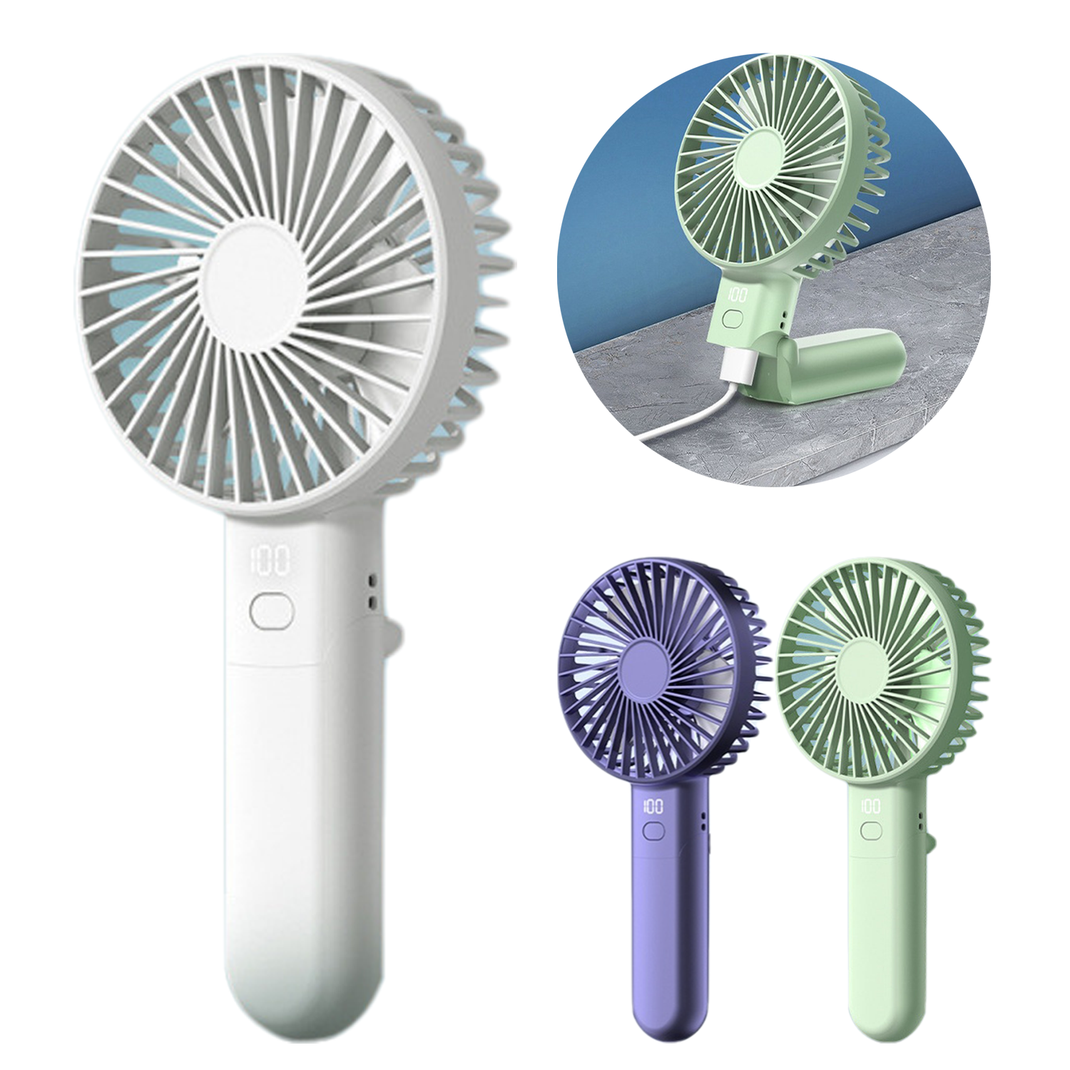 Digital Display Foldable Handheld Fan 4