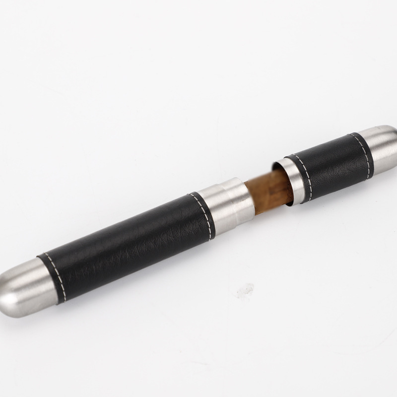 Leather Stainless Steel Cigar Tube 2