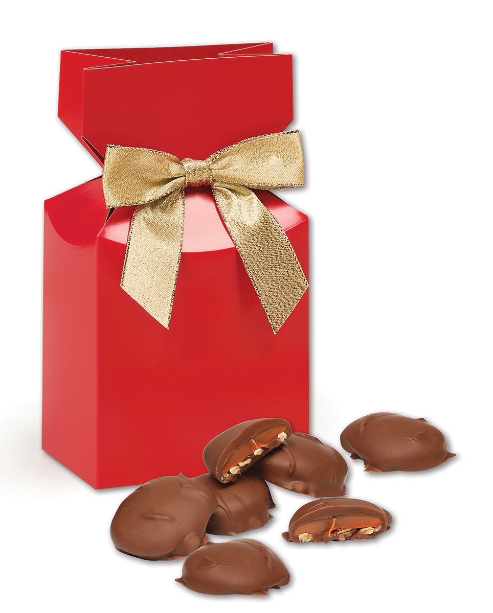 Caramel Pecan Clusters in Red Premium Delights Gift Box 2