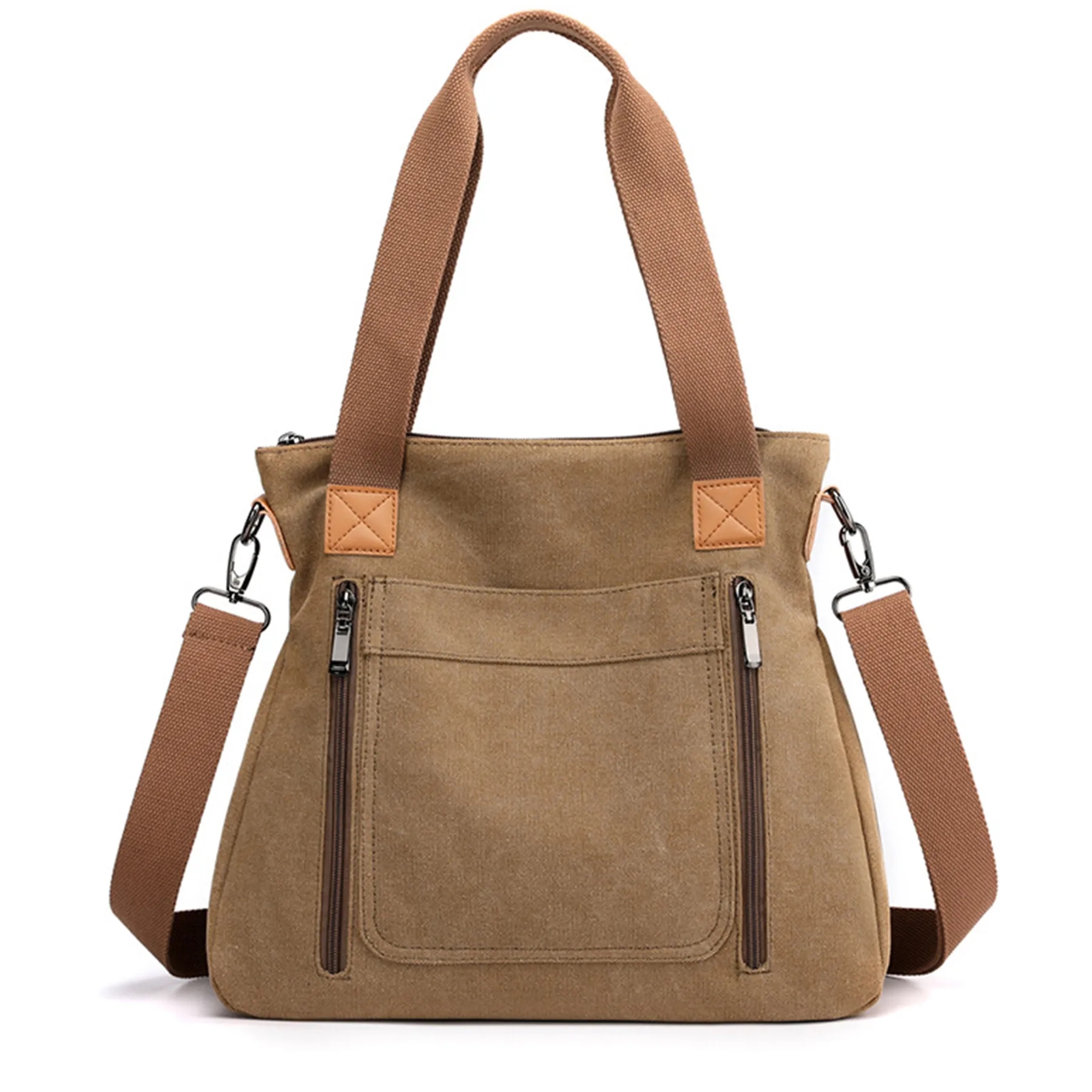 Canvas Multi-pocket Tote Bag, custom tote bag with logo imprint 2