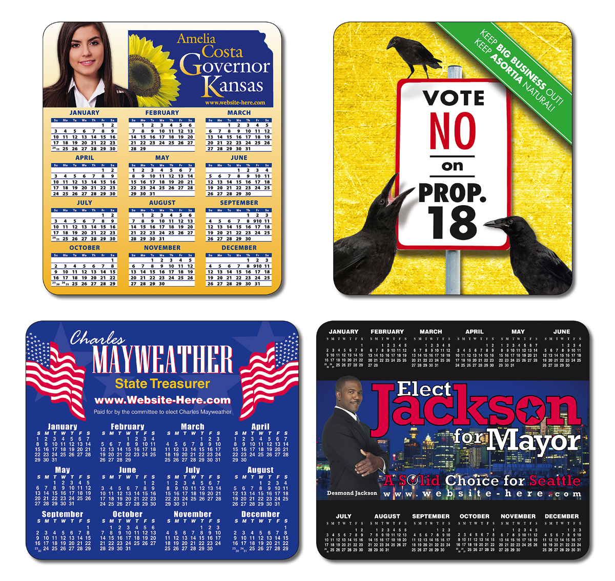 Political Calendar Magnet - 3.5x4 Round Corners - 20 mil. 2