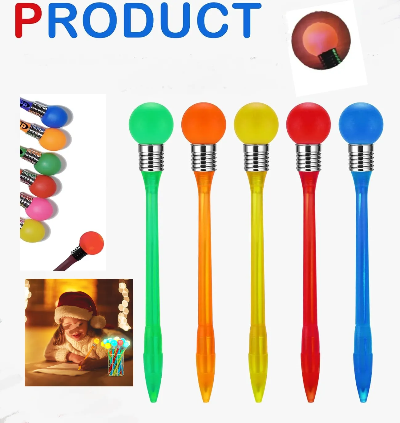 Rainbow LED Light Up Ball Stylus Pen 6