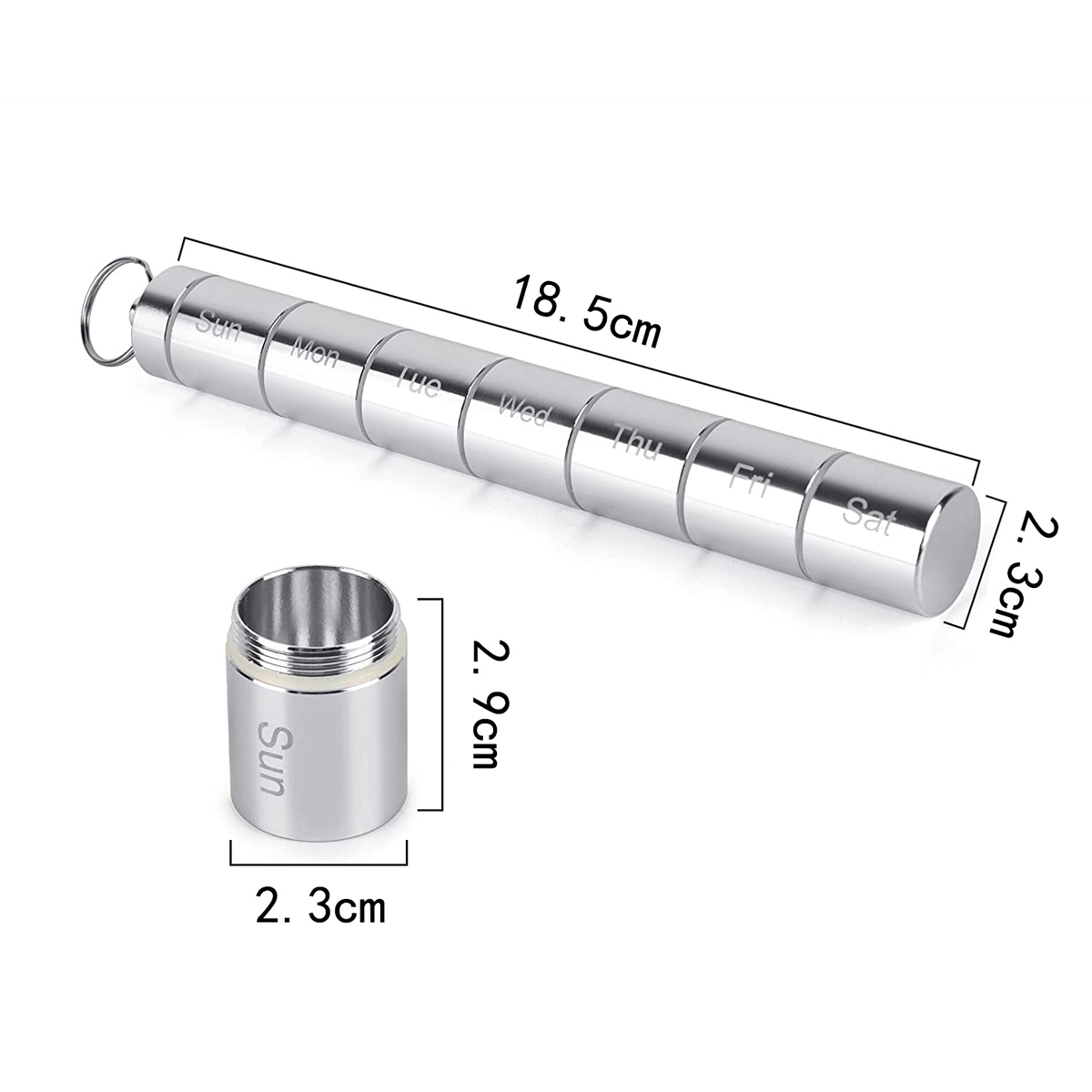 7 Compartments Alloy Portable Pill Holder With Keychain 4