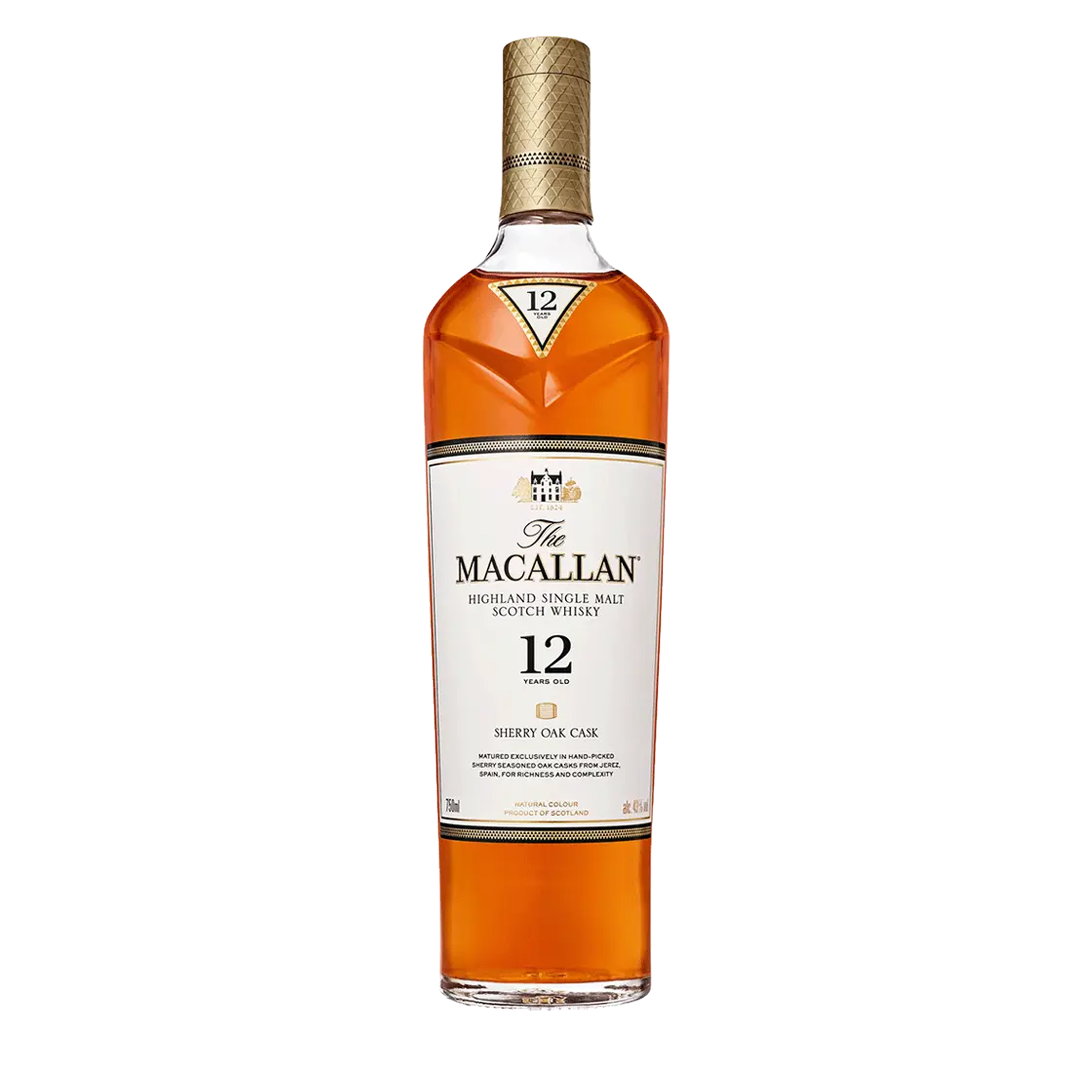 Etched Macallan 12 Year Sherry Oak Cask Scotch Whiskey Liquor Bottle 1