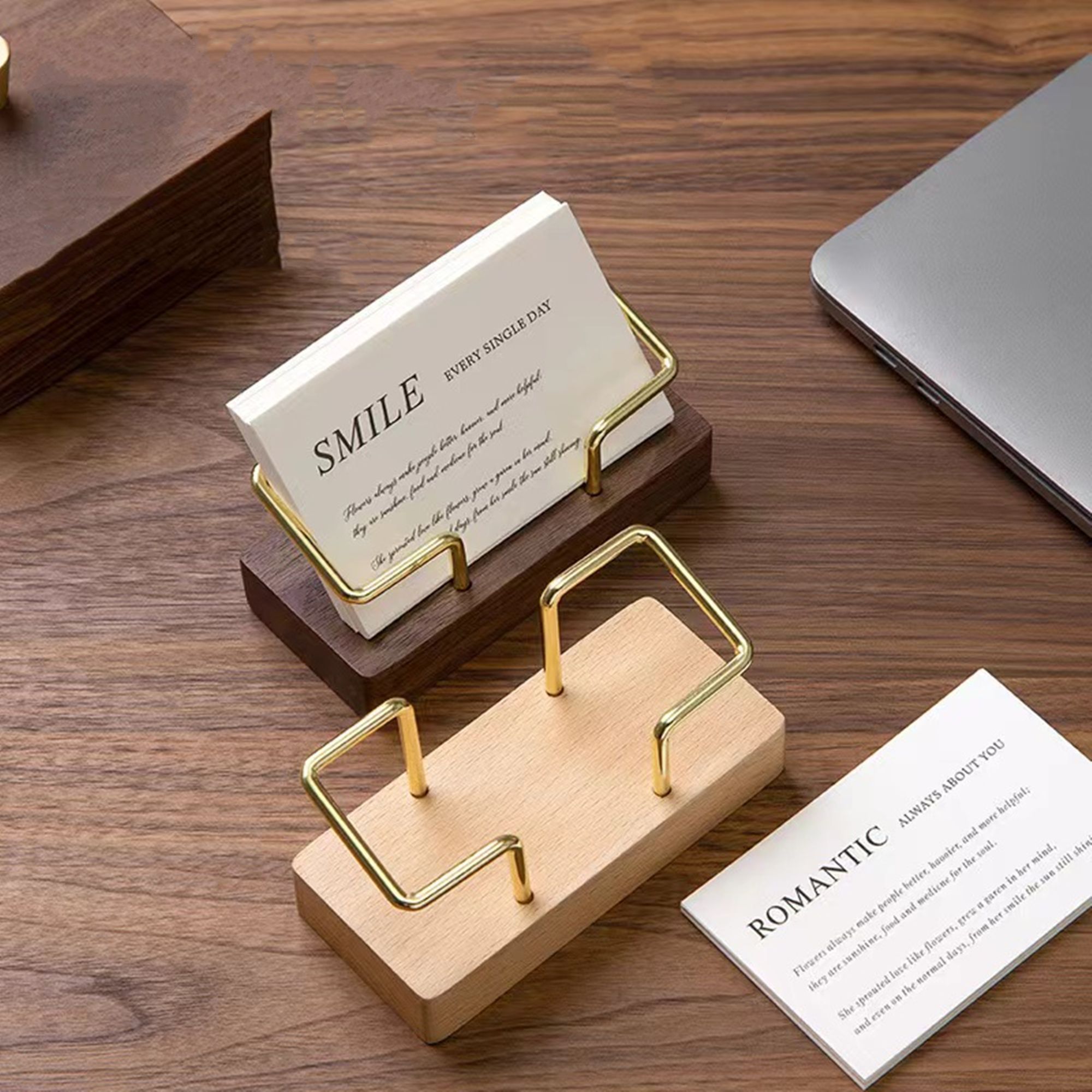 Wood Business Card Holder For Desk 3