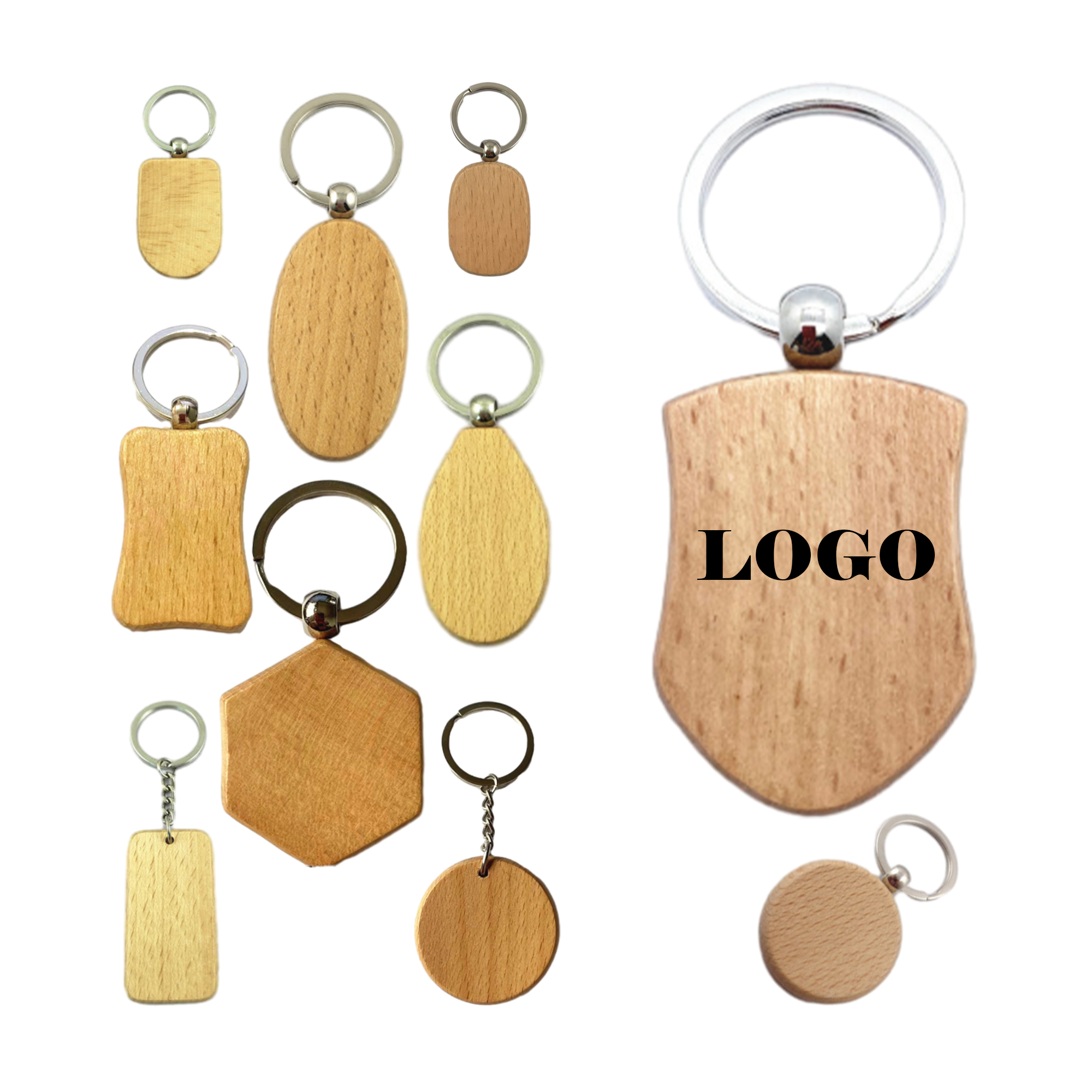 Natural Wood Grain Custom Keychain 3