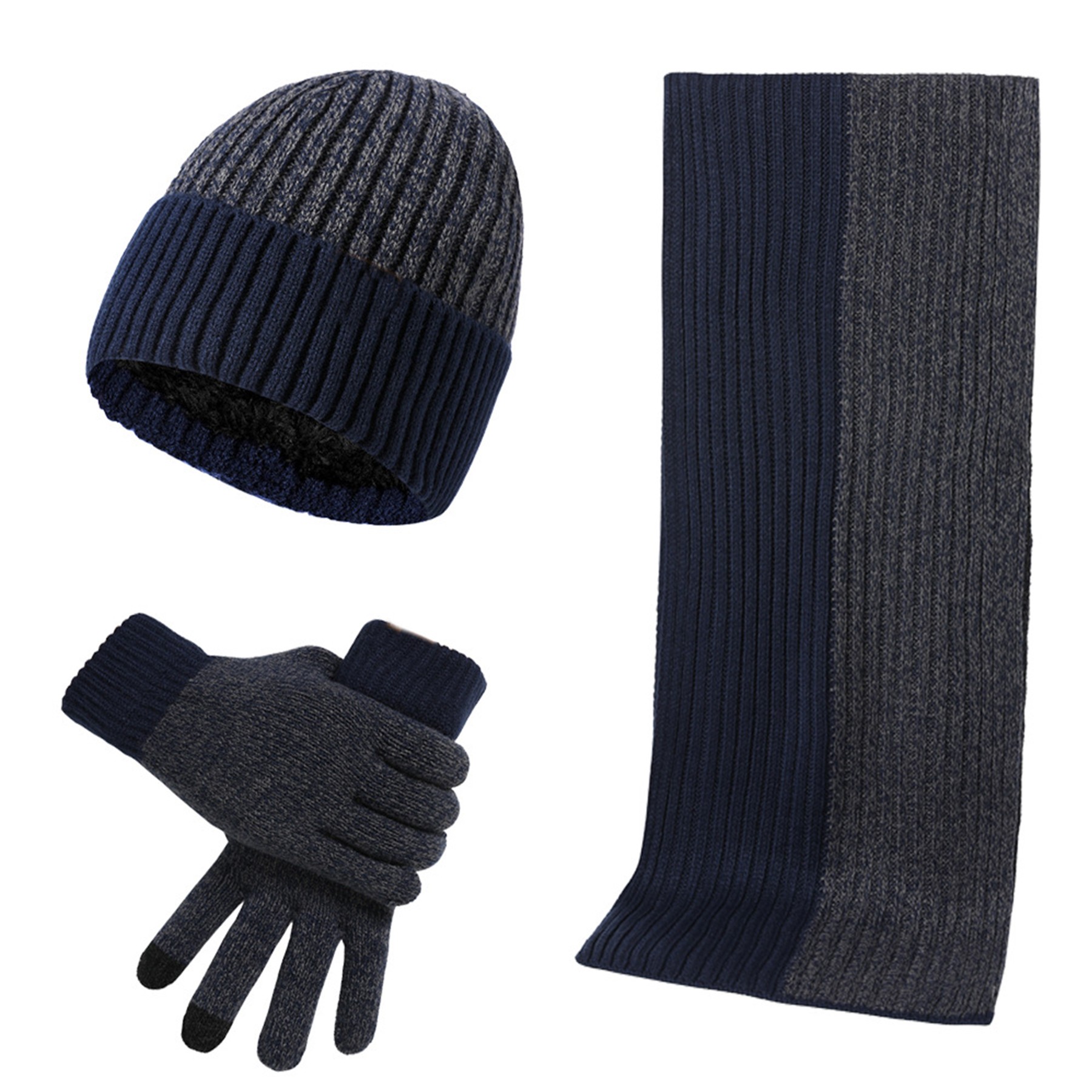3PCS Color Matching Scarf Gloves Hat 5