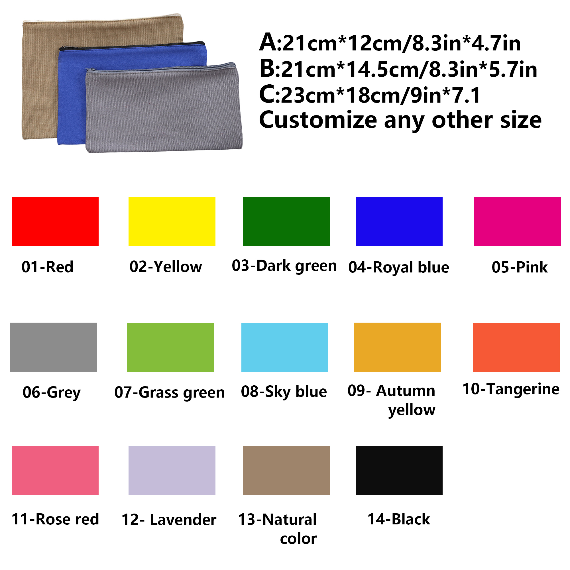Canvas Pencil Pouch Set with Zipper MOQ50 3