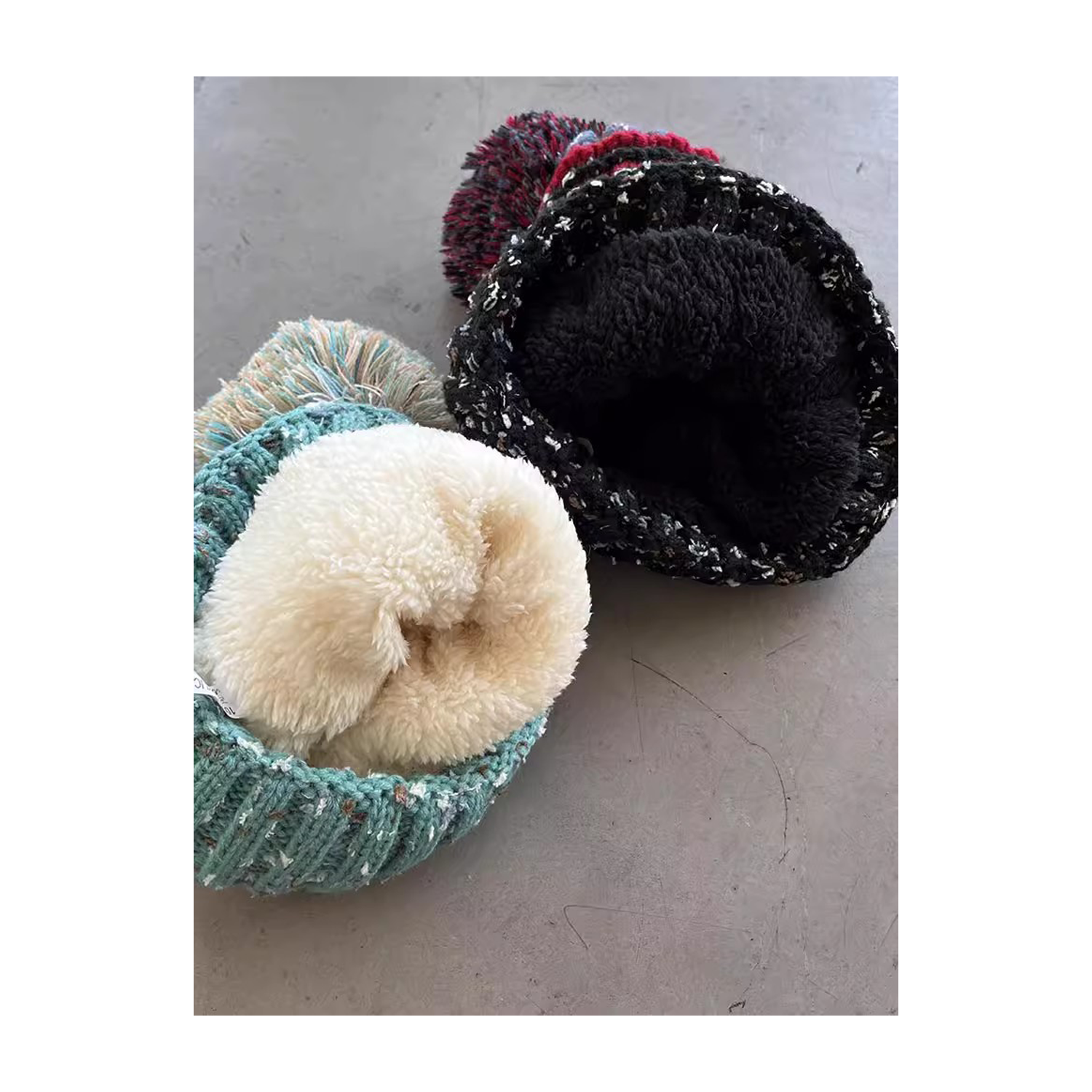 Mixed Color Striped Velvet Beanie Hat 9
