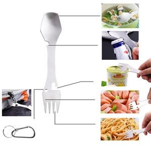 2 In 1 Dual Head Stainless Steel Fork And Square Spoon With Carabiner 10