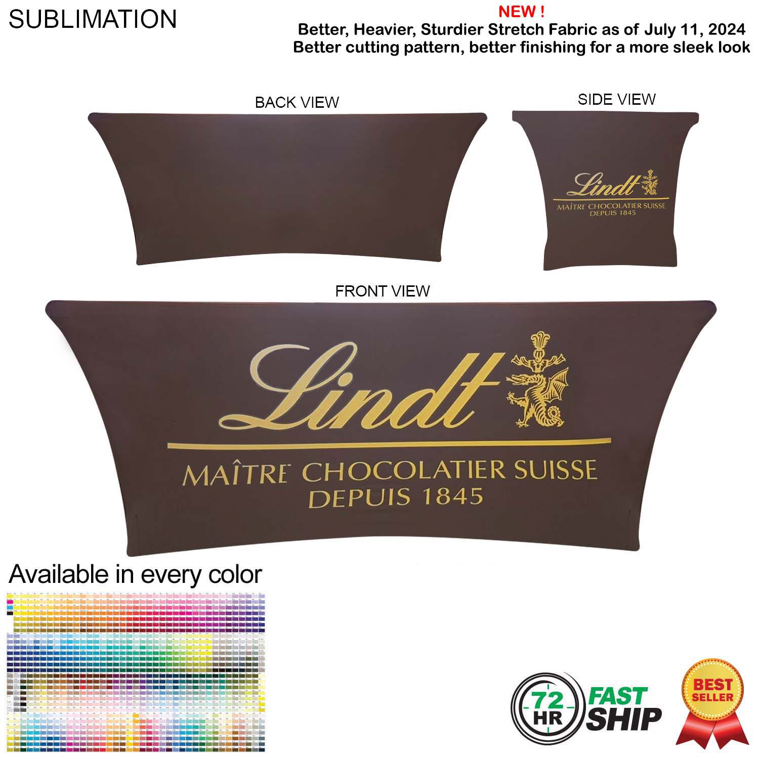 72 Hr Fast Ship - Sublimated Stretch Curved Fit Table Throw for 6ft table, 4 sided, Closed Back 3