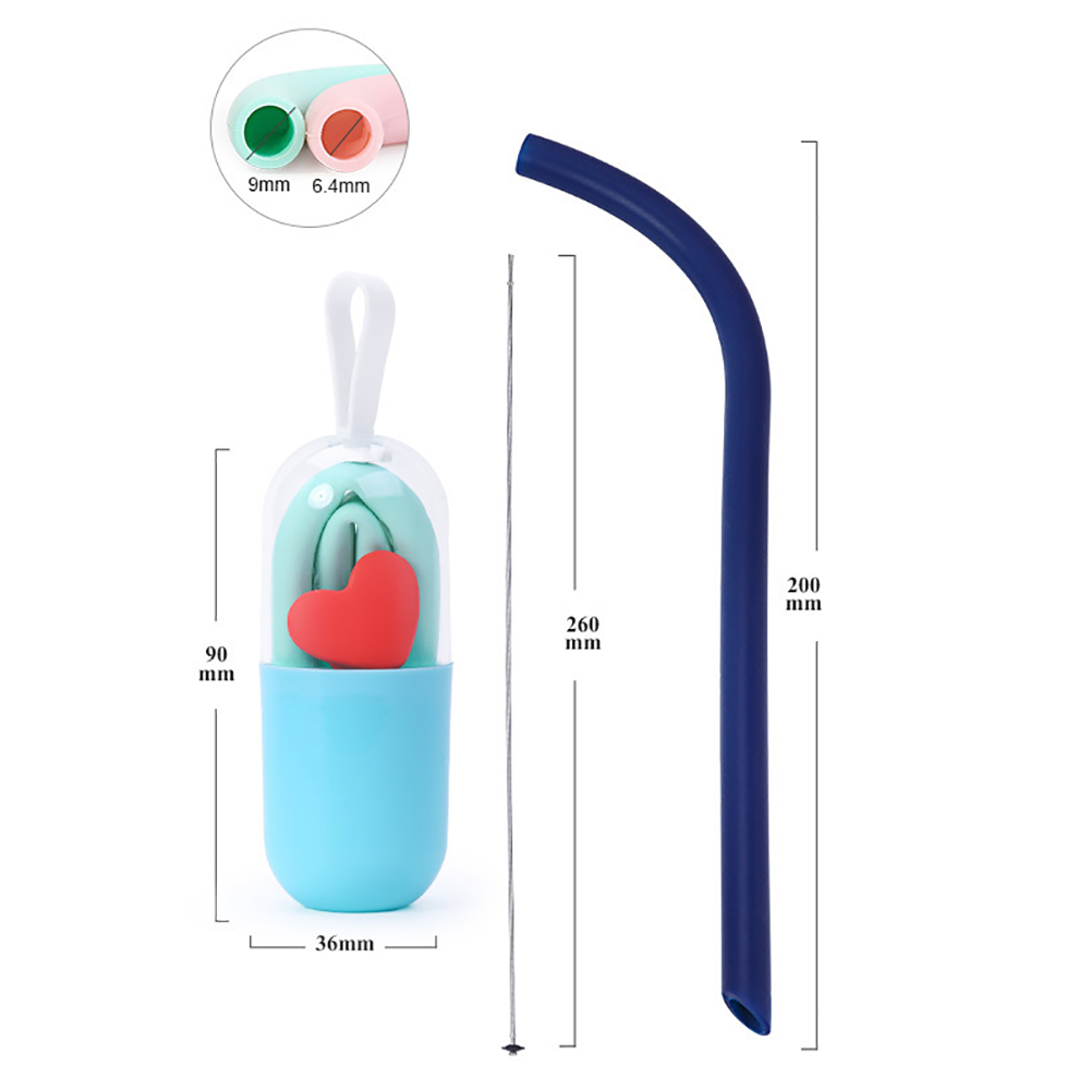 20CM Reusable Folding Silicone Bent Straw Set 2