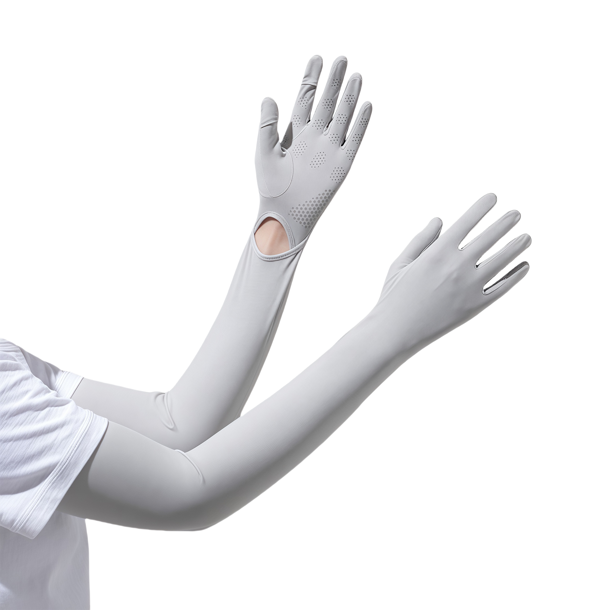 Women's Long Thin Sun Sleeves UV Protection Arm Covers Outdoor Cycling Cool Touch Screen Gloves 7