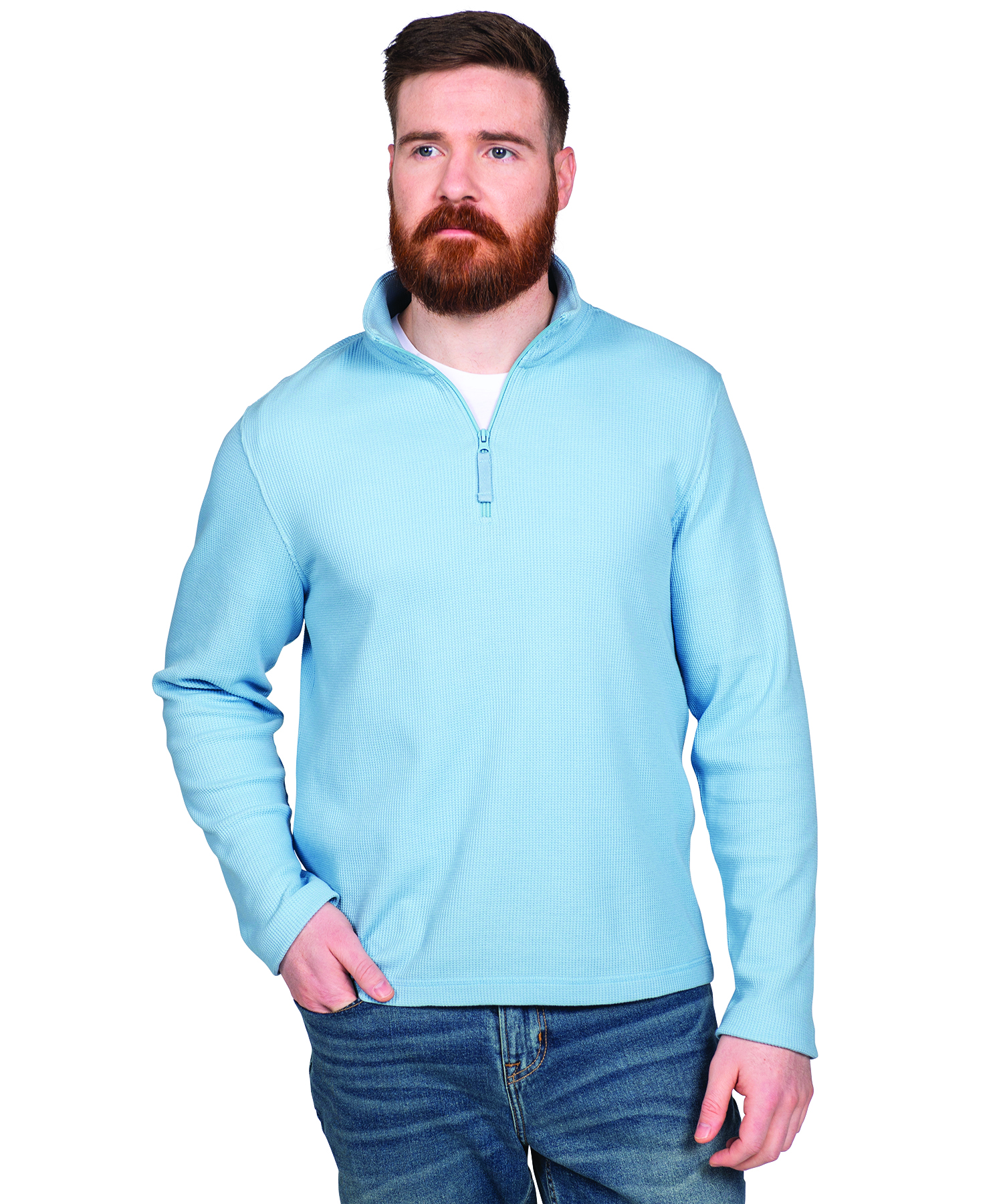 Men's Lightweight Waffle Quarter Zip Pullover 45