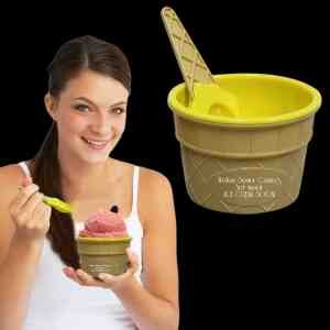 Yellow Ice Cream Bowl and Spoon Set 1