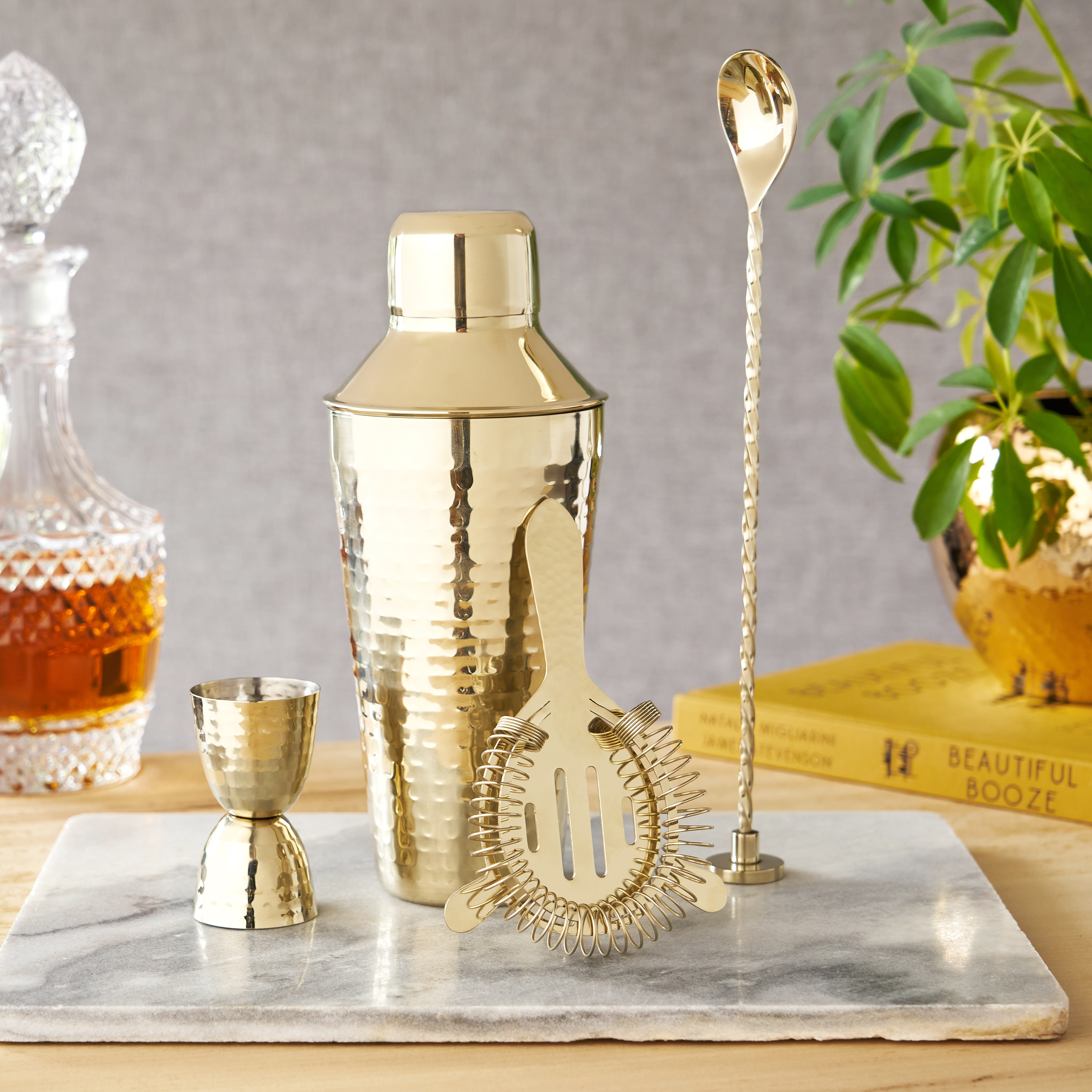 Twine Living® Gold Hammered Barware Set 5