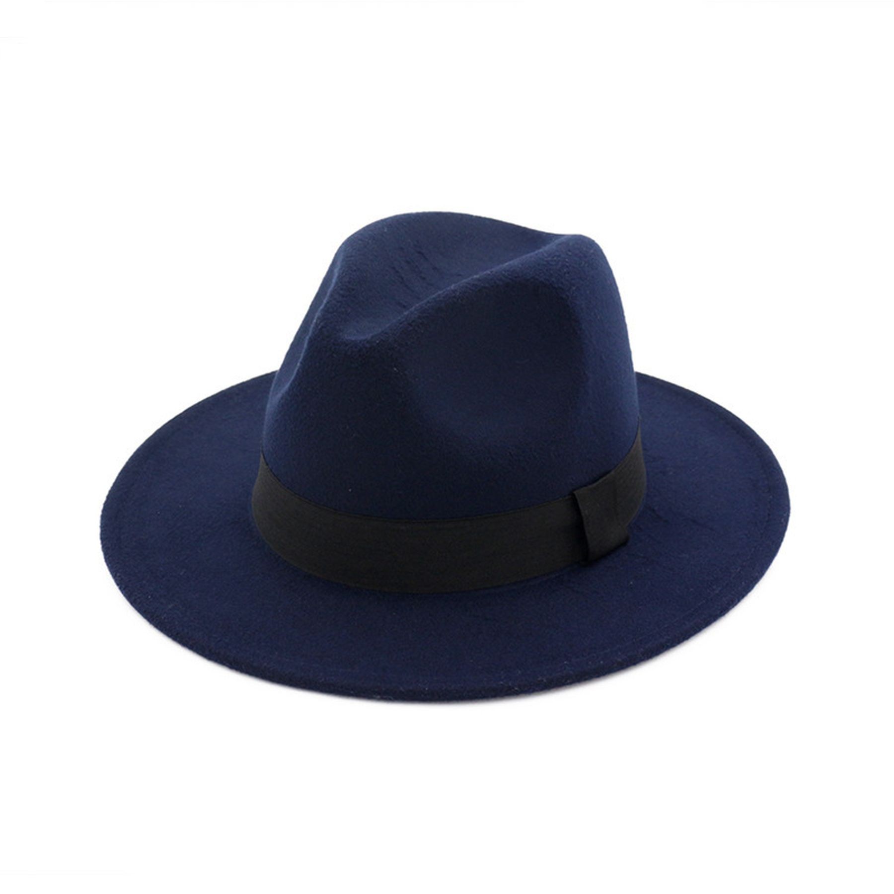 Classic Wide Brim Wool Felt Panama Fedora Hat Jaze Cap 2