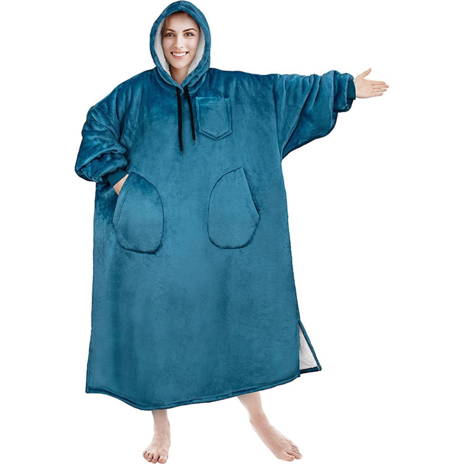 Oversized Microfiber & Sherpa Wearable Blanket 2