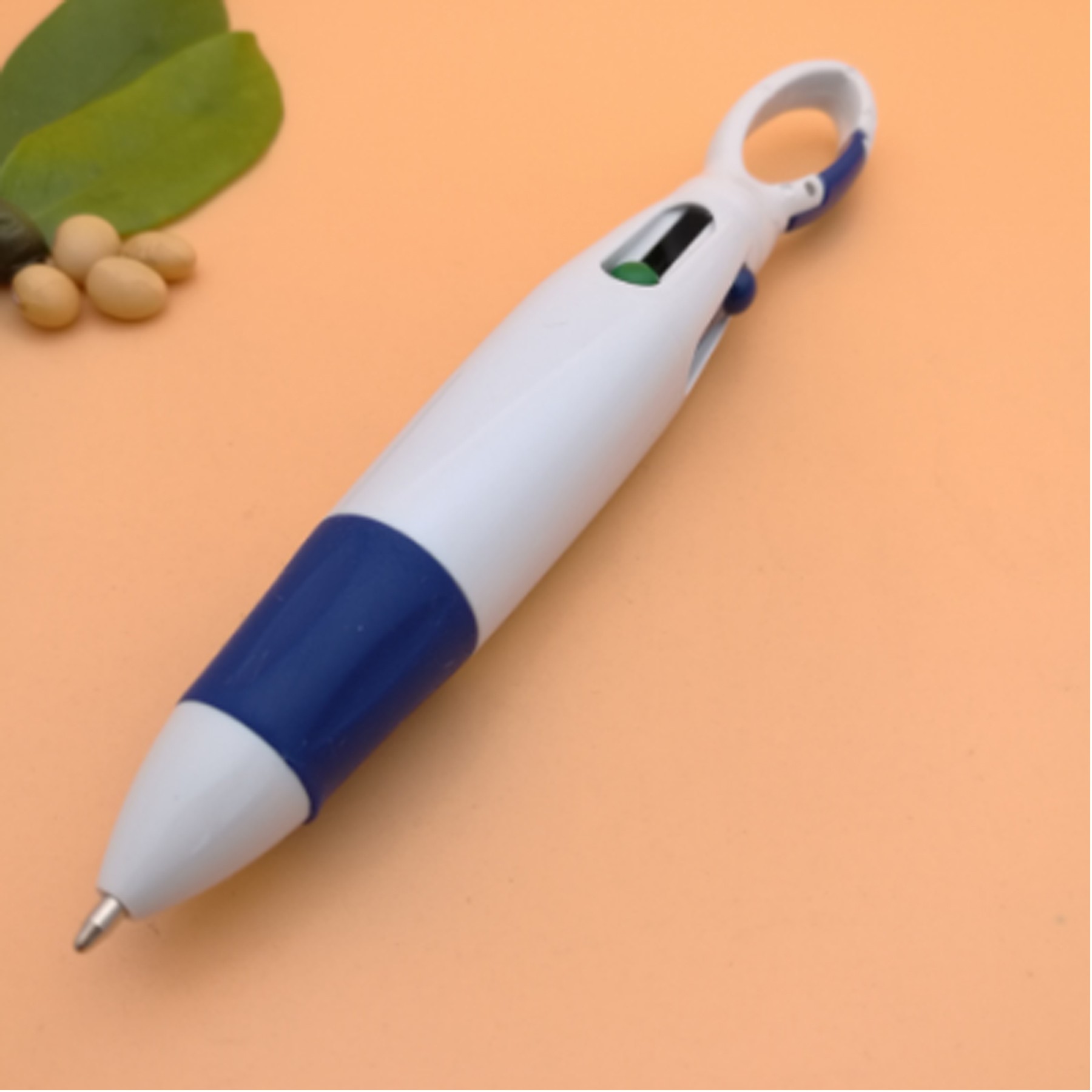 Retractable Four-color Shuttle Pens with Carabiner Clip 1