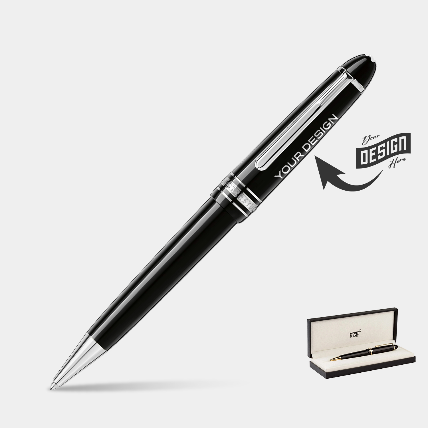 MONTBLANC® Meisterstück Luxury Platinum-Coated Midsize Ballpoint Pen w/ Gift Box 5