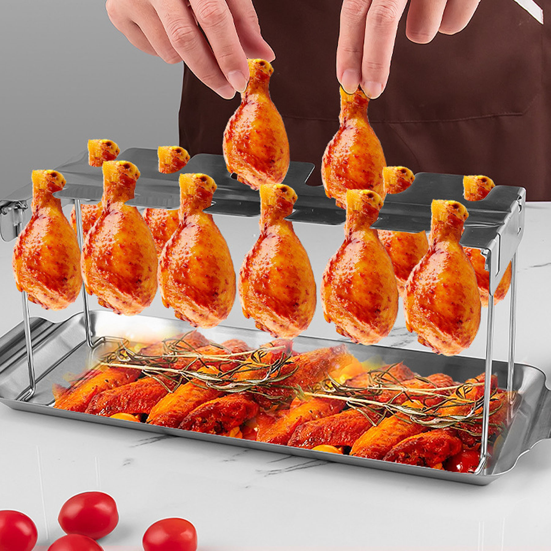Stainless Steel Folding Roasted Chicken Leg Rack 3